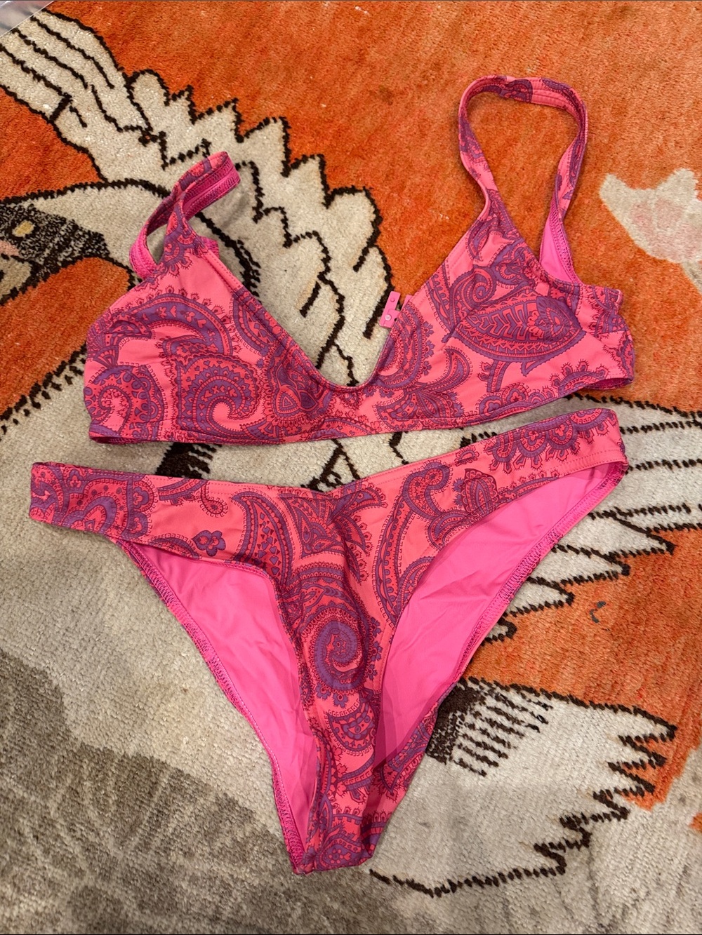 Zimmermann Pink Paisley Two-Piece Bikini